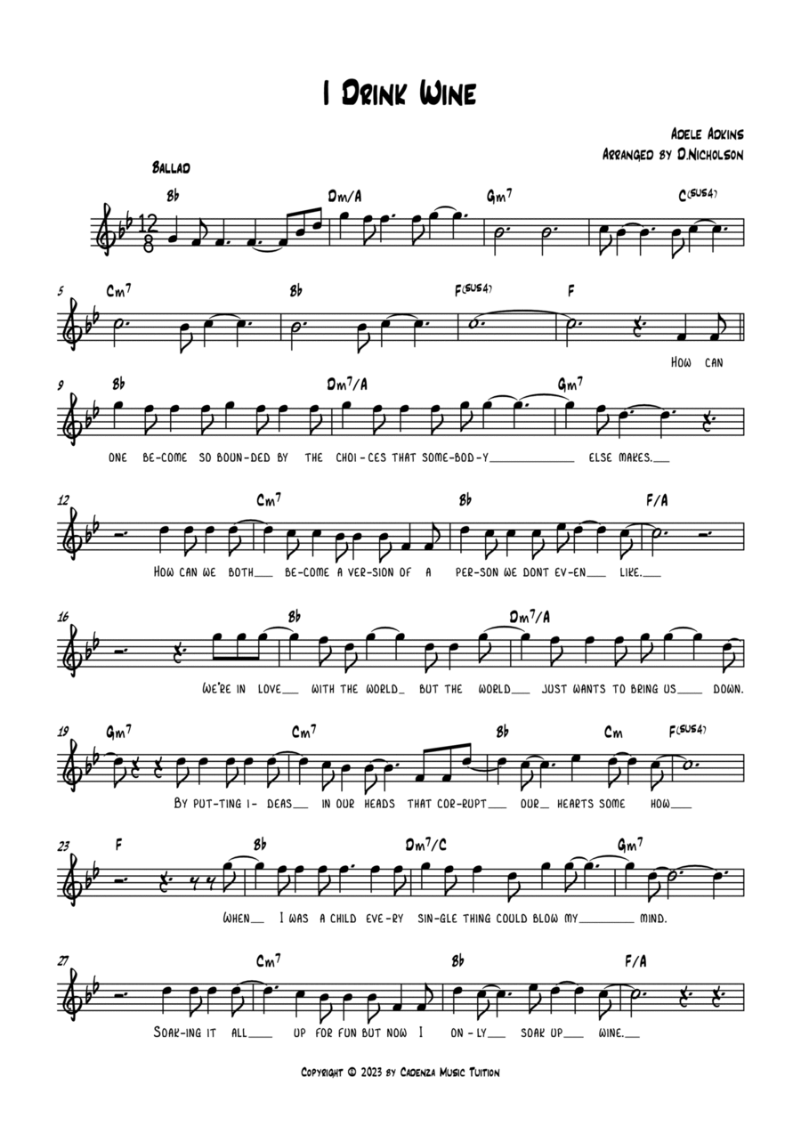 I Drink Wine Piano scores gallery preview page 1