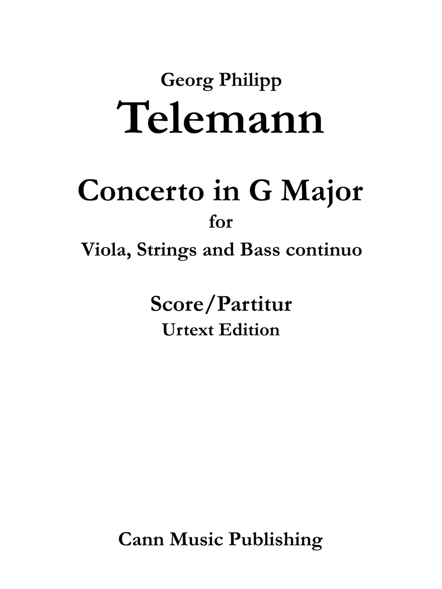 Georg Philipp Telemann: Viola Concerto in G Major - Urtext Score