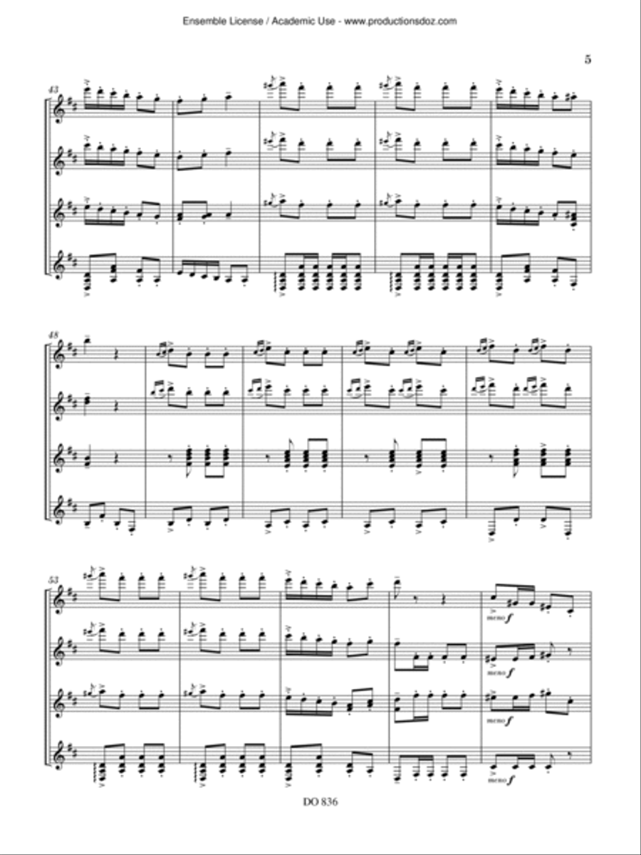 Turkish March Guitar Ensemble scores gallery preview page 5