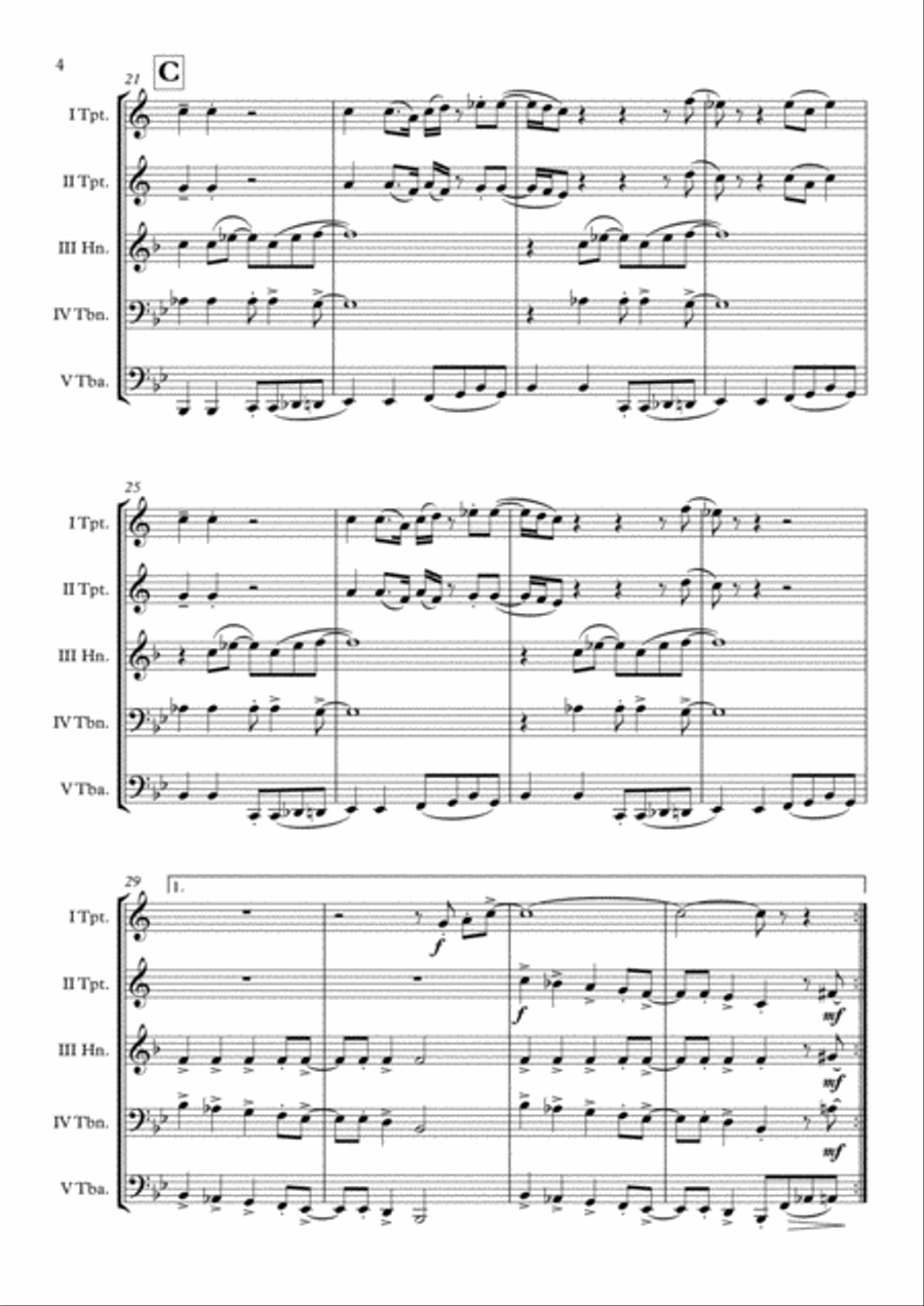 Signed, Sealed, Delivered I'm Yours Brass Quintet scores gallery preview page 5