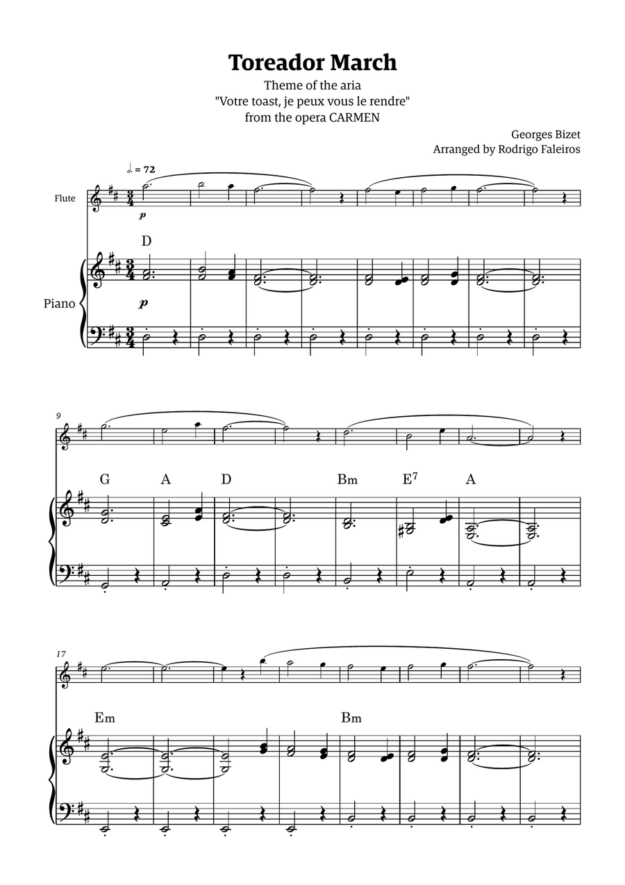 Toreador March (from the opera Carmen) - easy version Chamber Music scores gallery preview page 1
