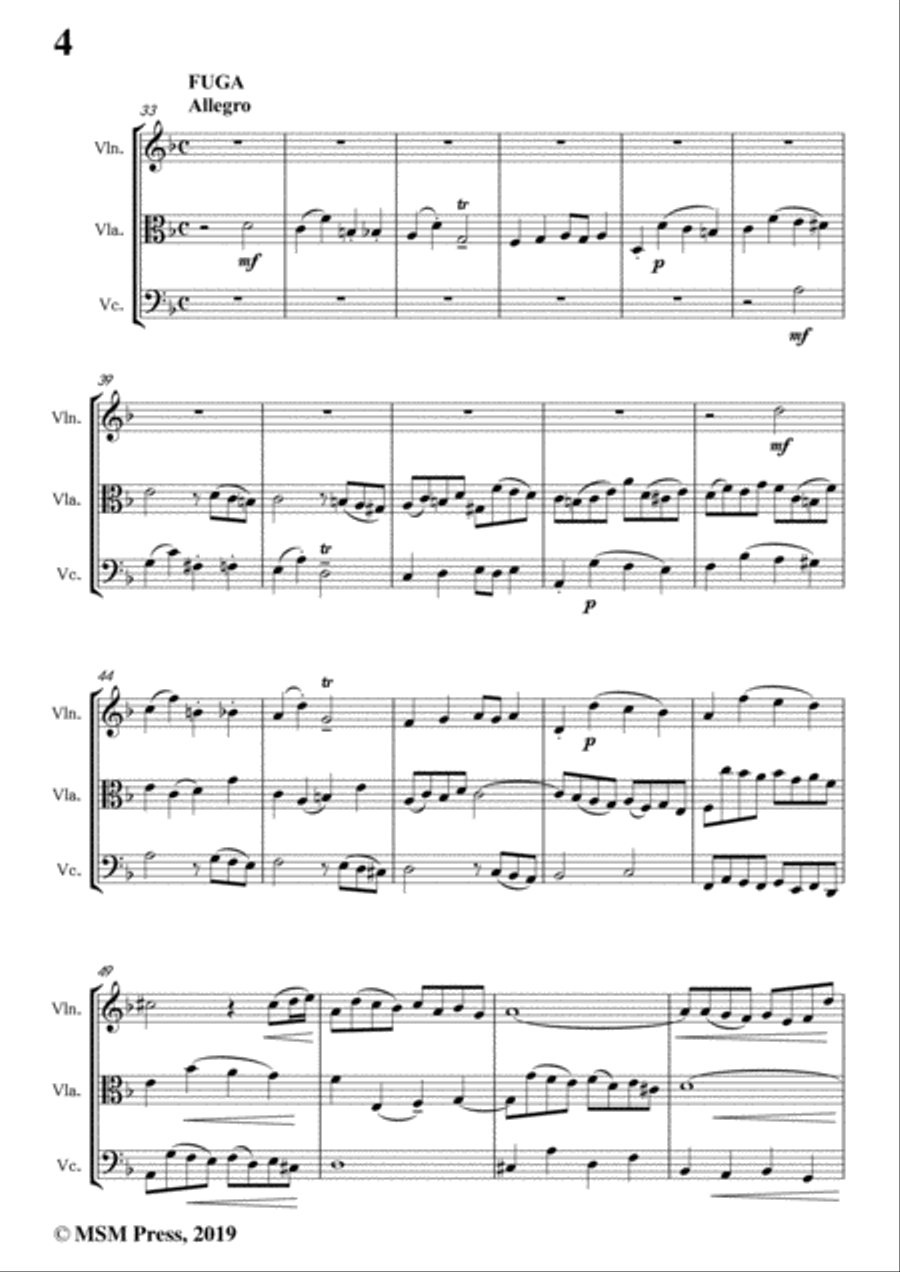 Mozart-Preludes and Fugues,K.404a No.4,for Violin,Viola&Cello String Trio scores gallery preview page 6