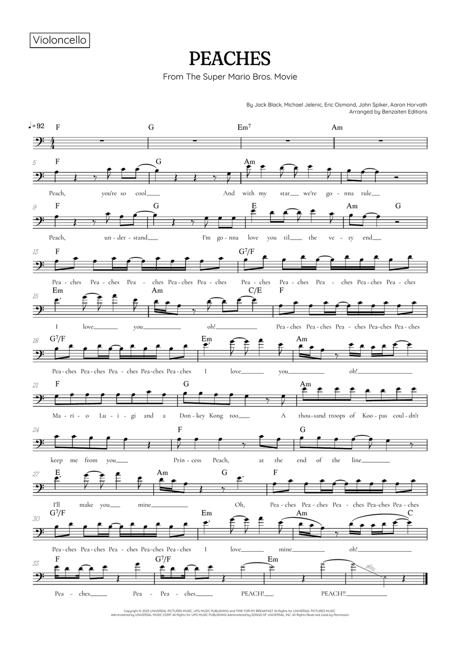 Peaches Cello Solo scores gallery preview page 1