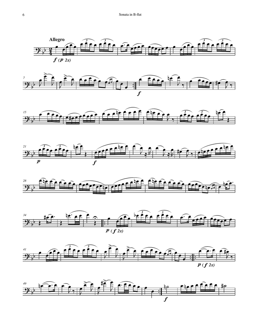 Sonata in B-flat K. 292 for Trombone Duet Trombone Duet scores gallery preview page 5