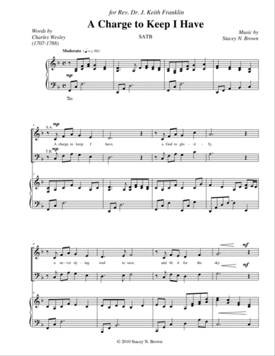 A Charge to Keep I Have 4-Part scores gallery preview page 1