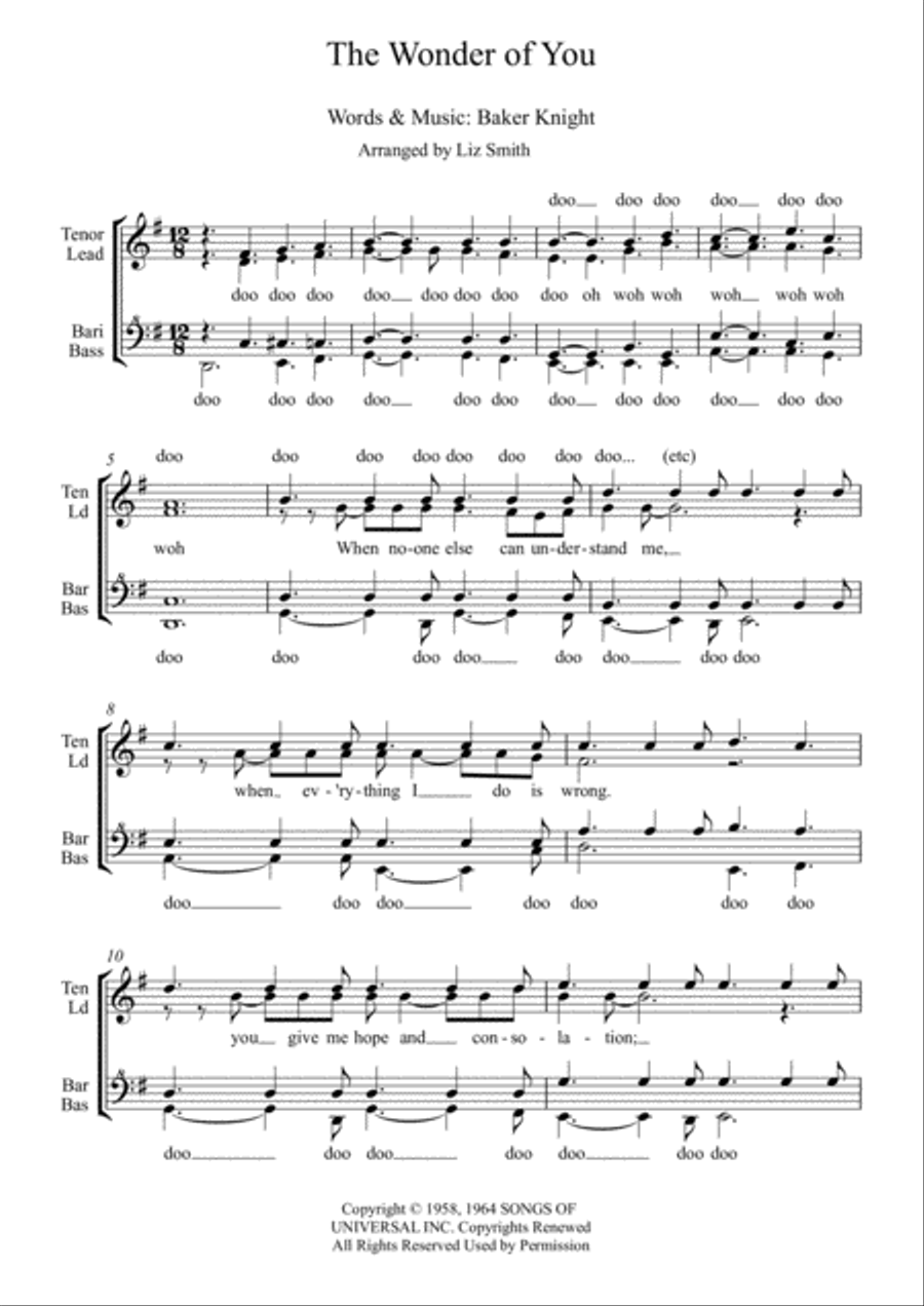 The Wonder Of You SSAA scores gallery preview page 1