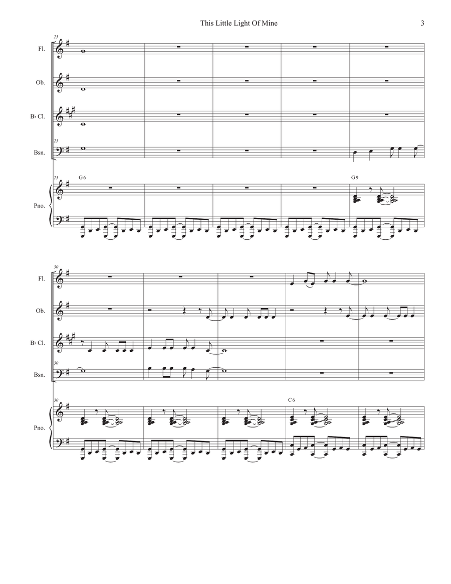 This Little Light Of Mine (Woodwind Quartet and Piano) Woodwind Quartet scores gallery preview page 3
