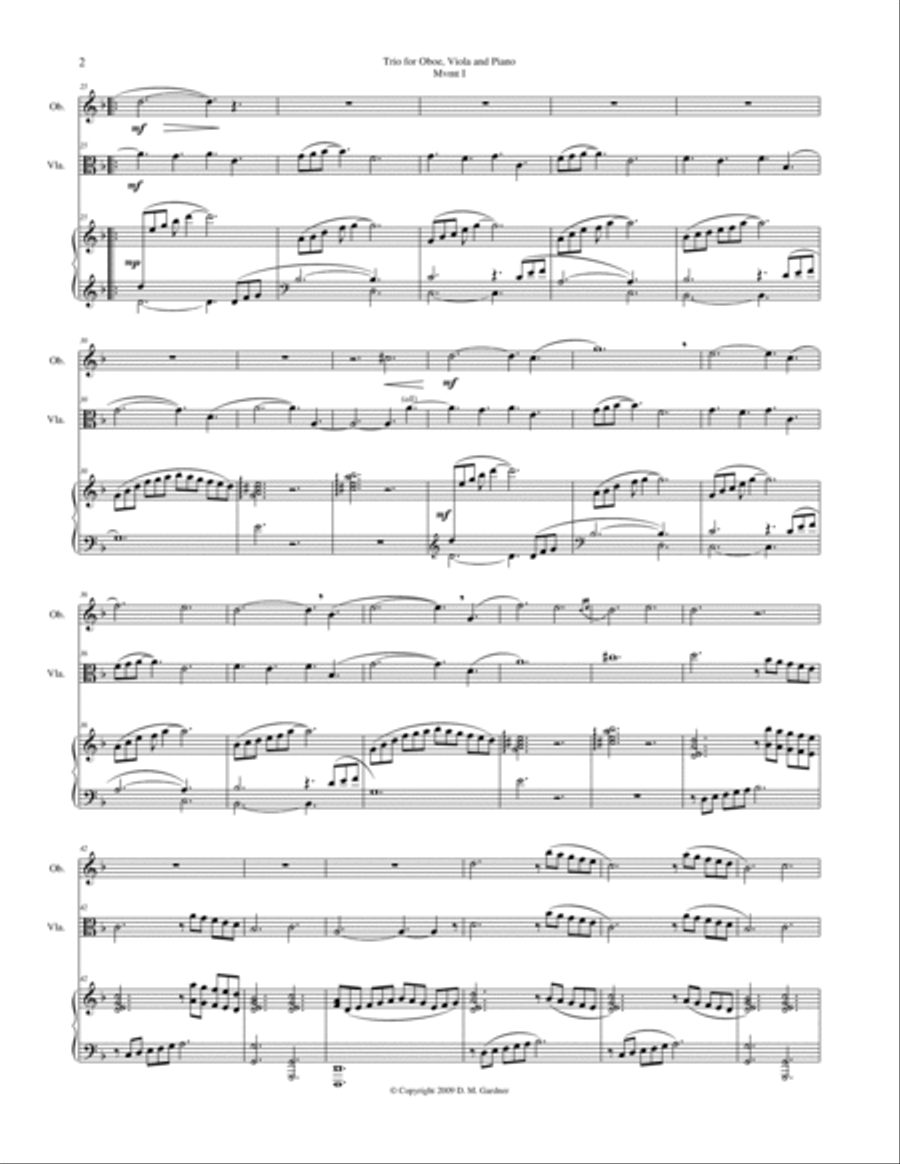 Trio for Oboe, Viola and Piano Small Ensemble scores gallery preview page 2