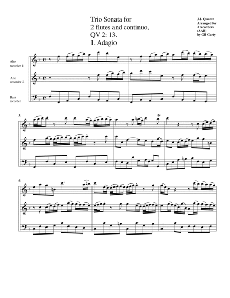 Trio sonata QV 2:13 (arrangement for 3 recorders)
