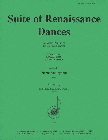 Suite Of Renaissance Dances - Bb Clnt 4 -attaingnant-dunker-blahnik