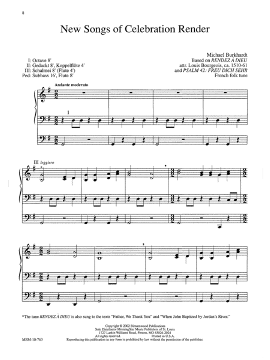 New Songs of Celebration Render Organ scores gallery preview page 1