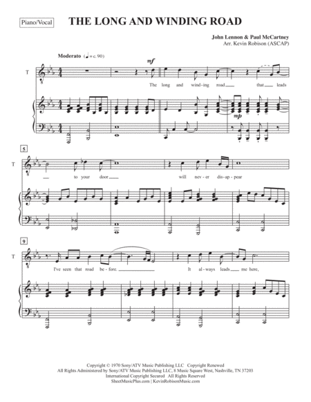The Long And Winding Road by The Beatles TTBB - Digital Sheet Music