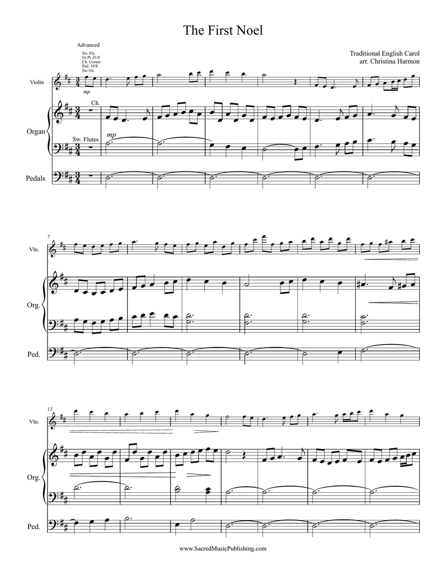 The First Noel - Violin and Organ String Duet scores gallery preview page 2