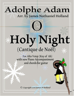 Book cover for O Holy Night (Cantique de Noel) Adolphe Adam for Solo Alto Voice (Key of Ab)