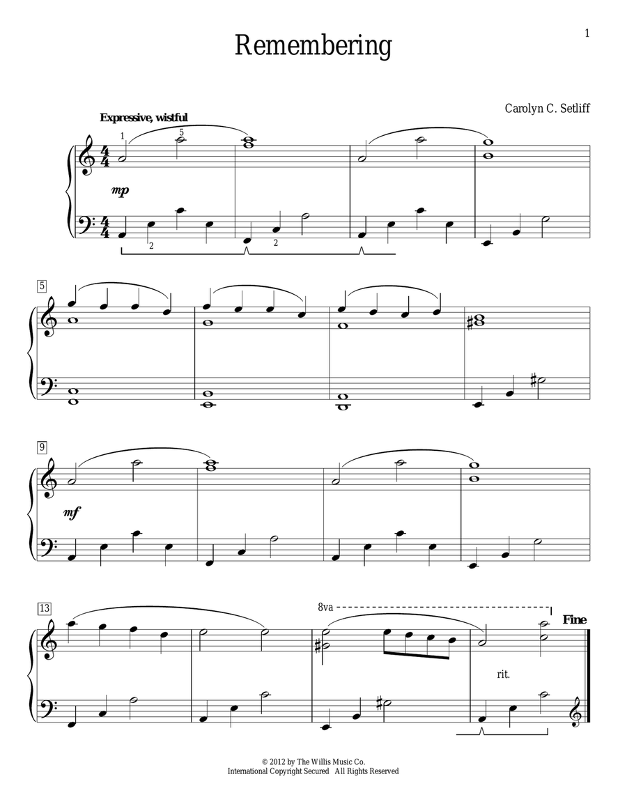 Remembering Piano Method scores gallery preview page 1