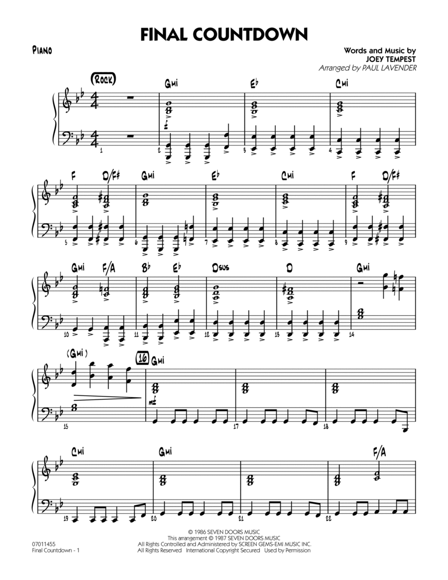 Final Countdown - Piano Jazz Ensemble scores gallery preview page 1