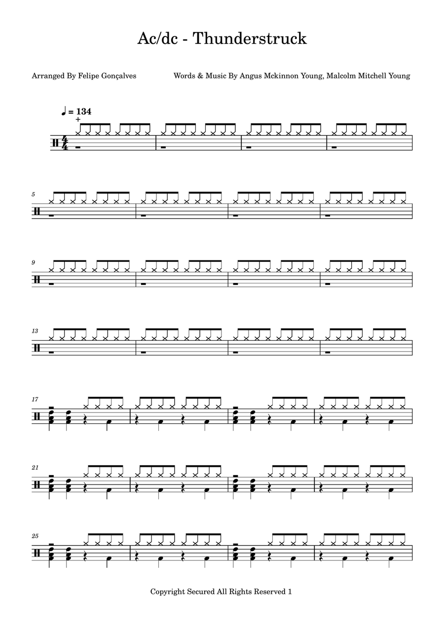 Thunderstruck Thunderstruck Drum Set scores gallery preview page 1