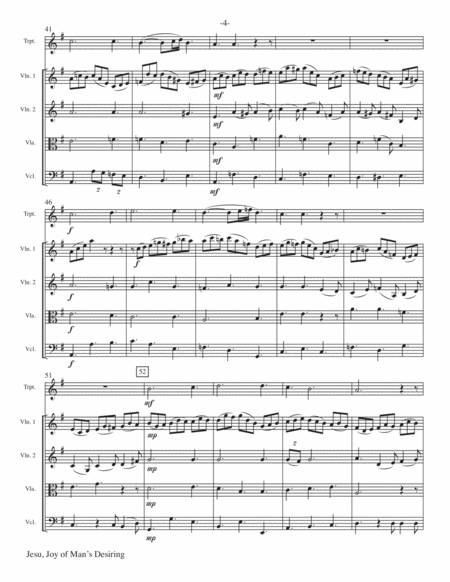 Jesu, Joy of Man's Desiring for Trumpet and String Quartet image number null