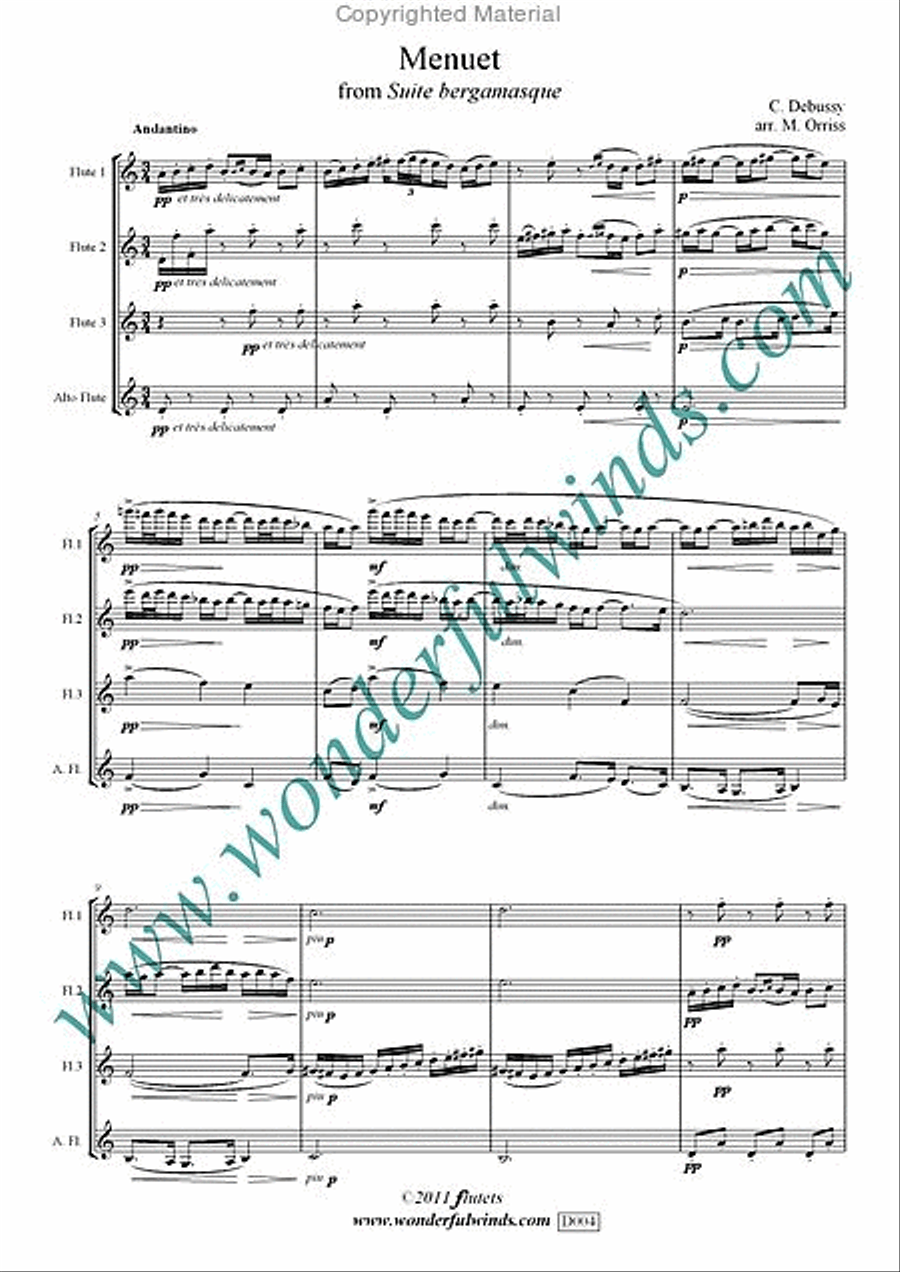 Menuet Flute Quartet scores gallery preview page 2