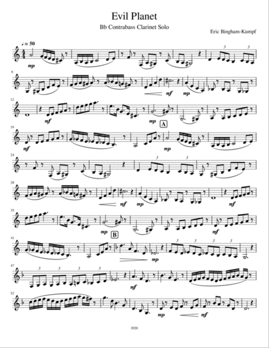 Evil Planet Clarinet Solo scores gallery preview page 1