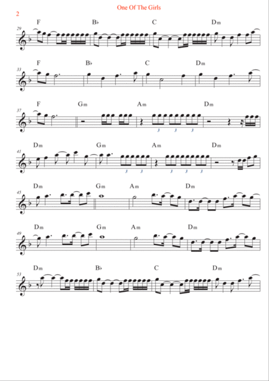 One Of The Girls B-Flat Trumpet scores gallery preview page 2