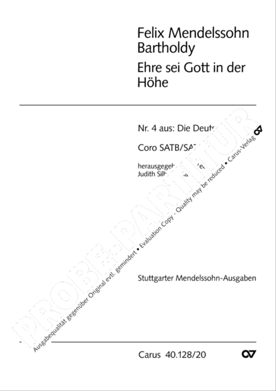 Glory to god in the highest (Ehre sei Gott in der Hohe) 4-Part scores gallery preview page 2