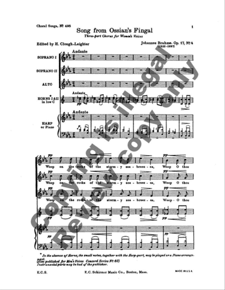Gesaenge fuer Frauenchor, Op. 17: No. 4. Song from Ossian's Fingal SSA scores gallery preview page 3