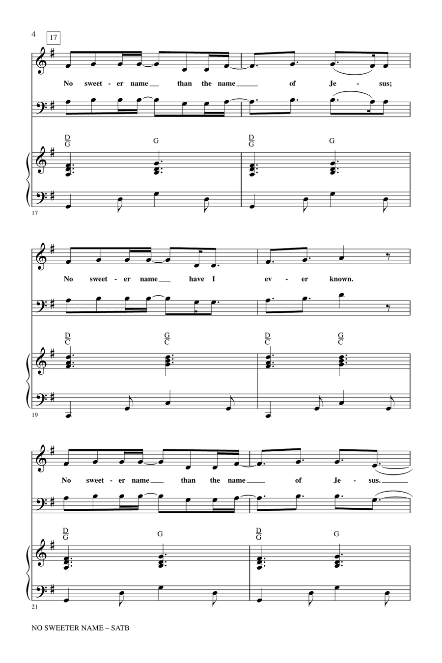 No Sweeter Name 4-Part scores gallery preview page 3