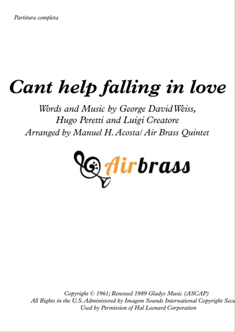 Can't Help Falling In Love Brass Ensemble scores gallery preview page 1