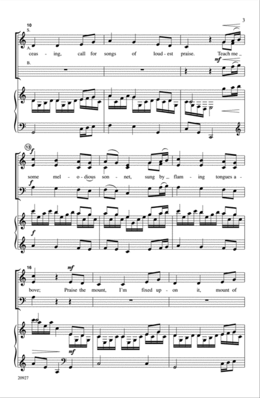 Come, Thou Fount of Every Blessing 3-Part scores gallery preview page 3