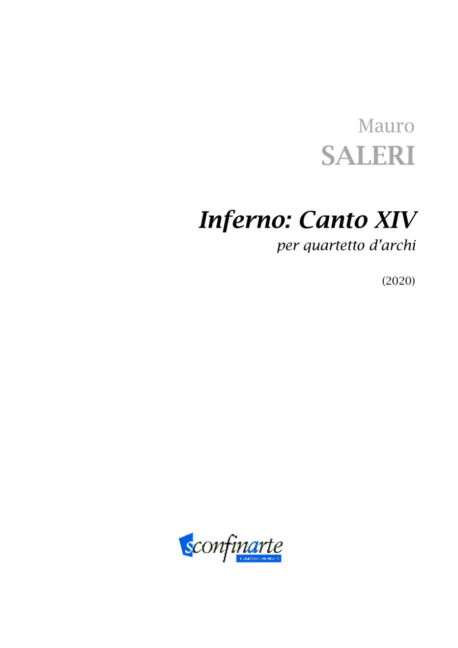 Mauro Saleri: INFERNO CANTO XIV (ES-22-030) String Quartet scores gallery preview page 1