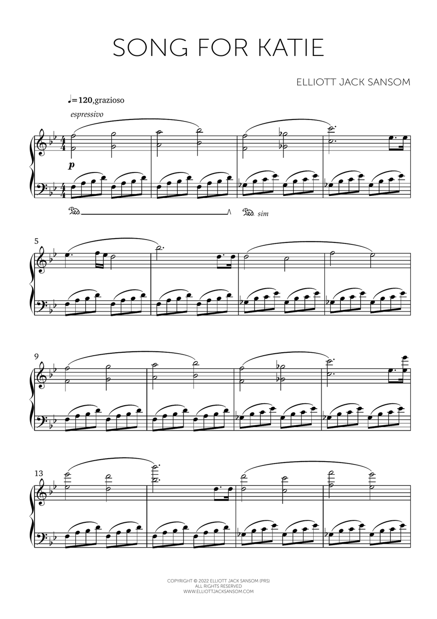Song For Katie Piano Solo scores gallery preview page 1