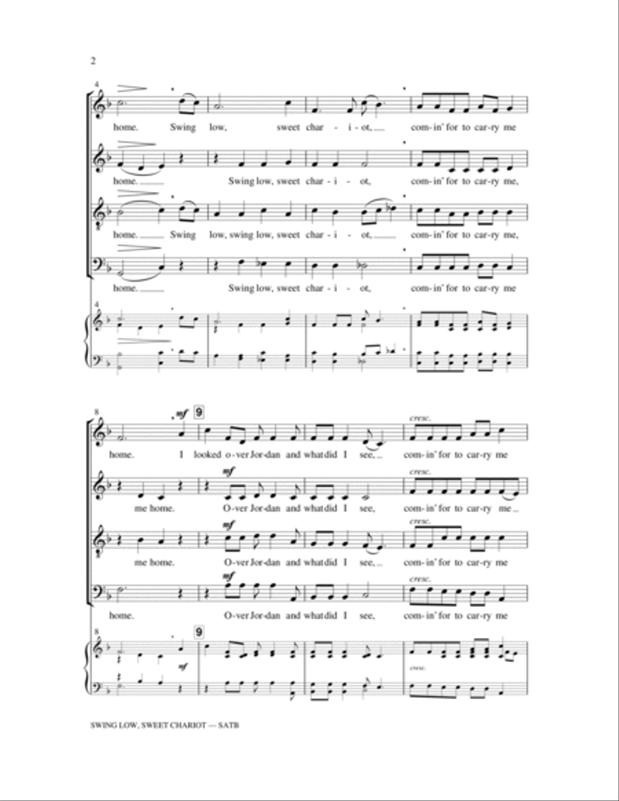 Swing Low, Sweet Chariot 4-Part scores gallery preview page 2