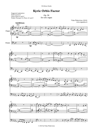 Kyrie Orbis Factor, Op. 58 (2018) for solo organ