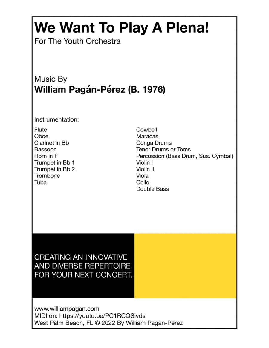 We Want To Play A Plena! Full Orchestra scores gallery preview page 1