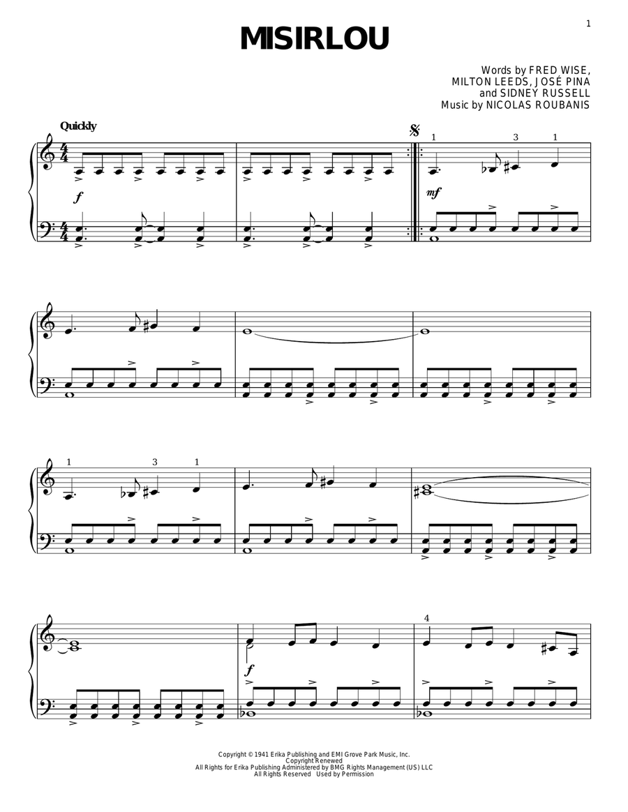 Misirlou Piano Solo scores gallery preview page 1