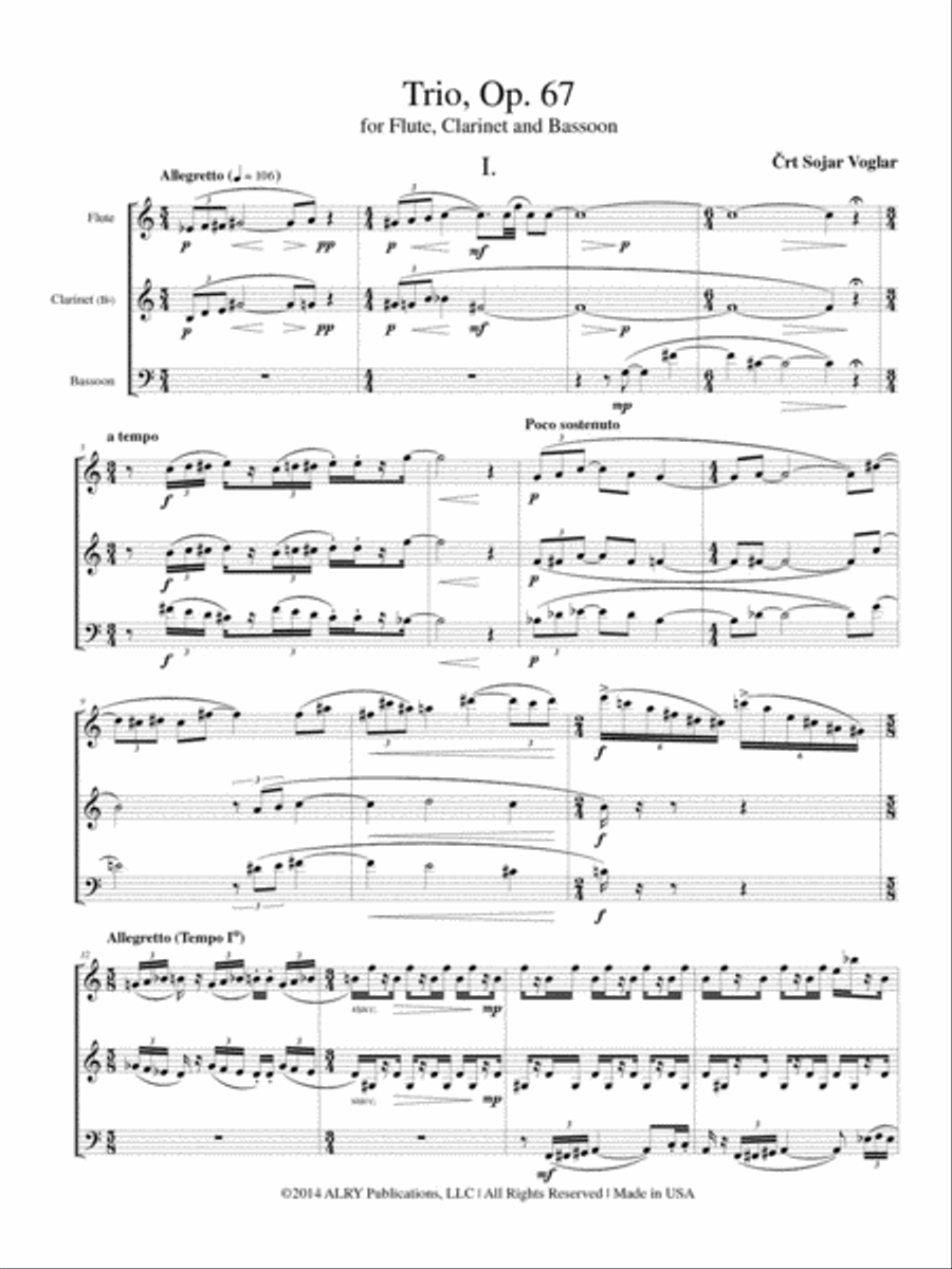 Trio, Op. 67 for Flute, Clarinet and Bassoon Woodwind Trio scores gallery preview page 2