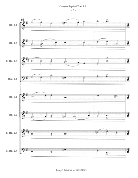 Gabrieli: Canzon Septimi Toni Ch. 172 for Double Reed Choir image number null
