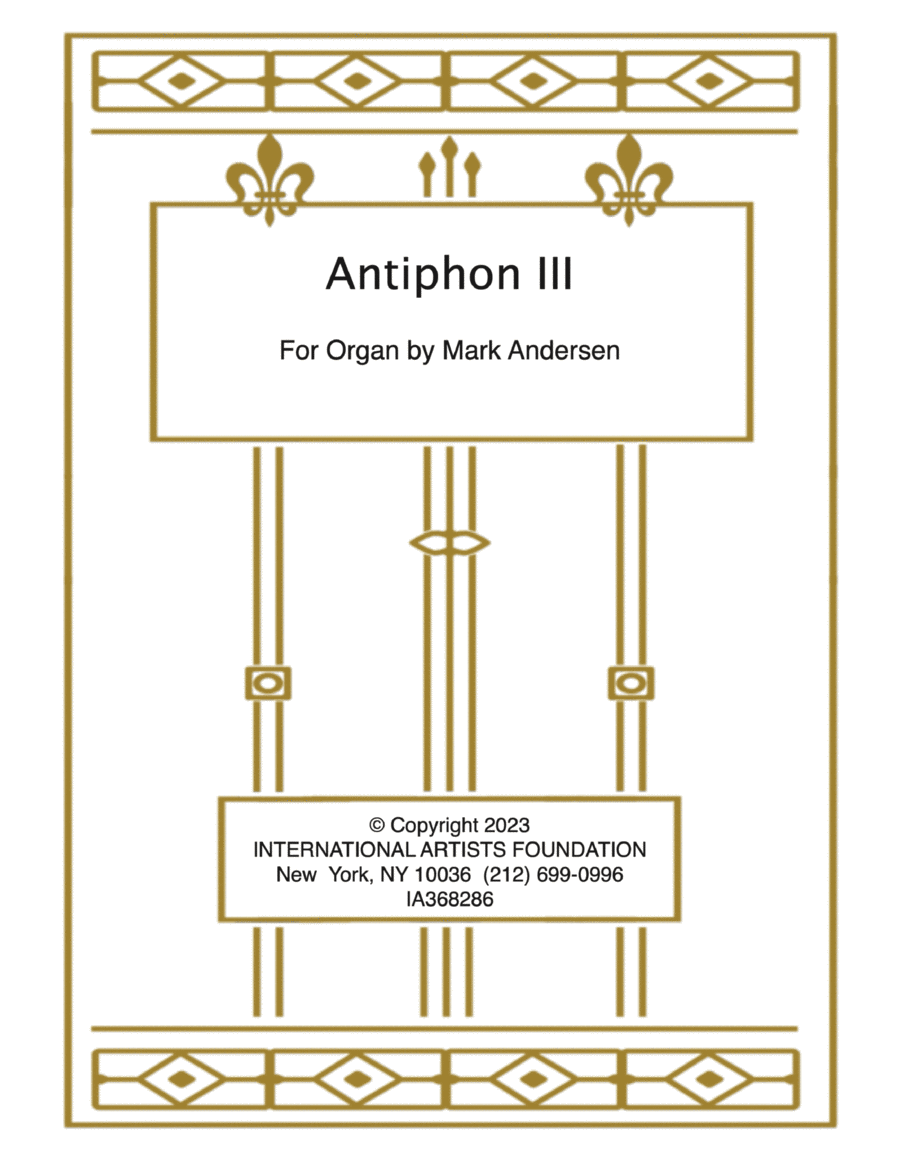 Antiphon III for organ by Mark Andersen Organ Solo scores gallery preview page 1