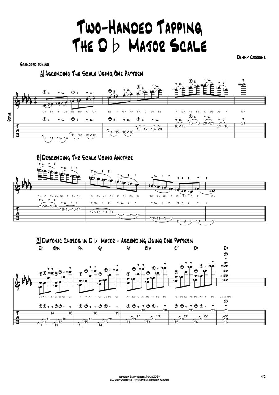 Two-Handed Tapping The Db Major Scale Acoustic Guitar scores gallery preview page 1