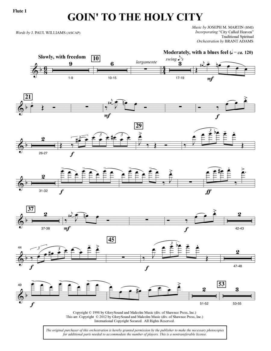 Goin To The Holy City - Flute 1 Choir scores gallery preview page 1