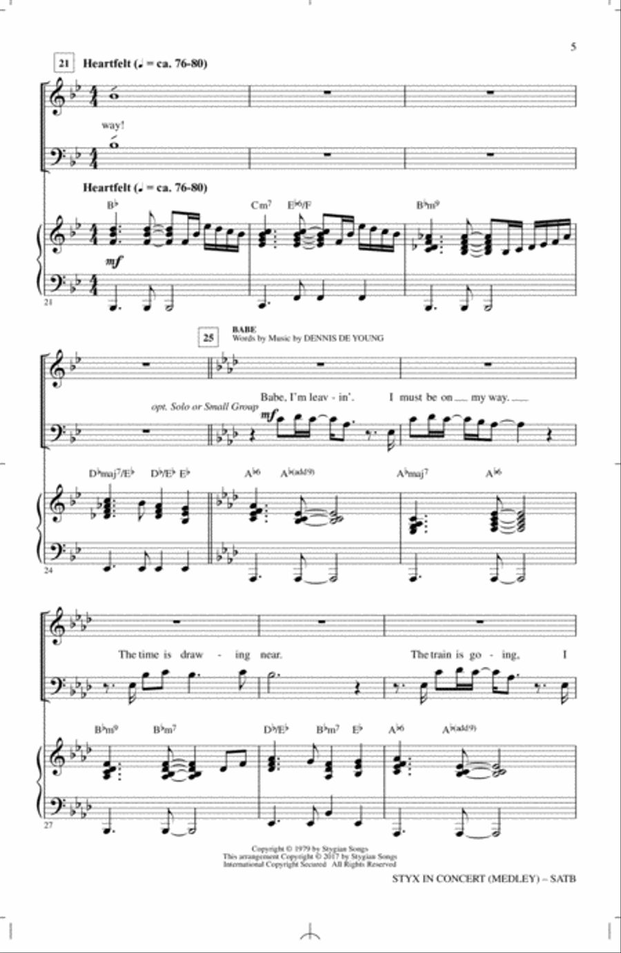 Styx In Concert (Medley) 4-Part scores gallery preview page 4