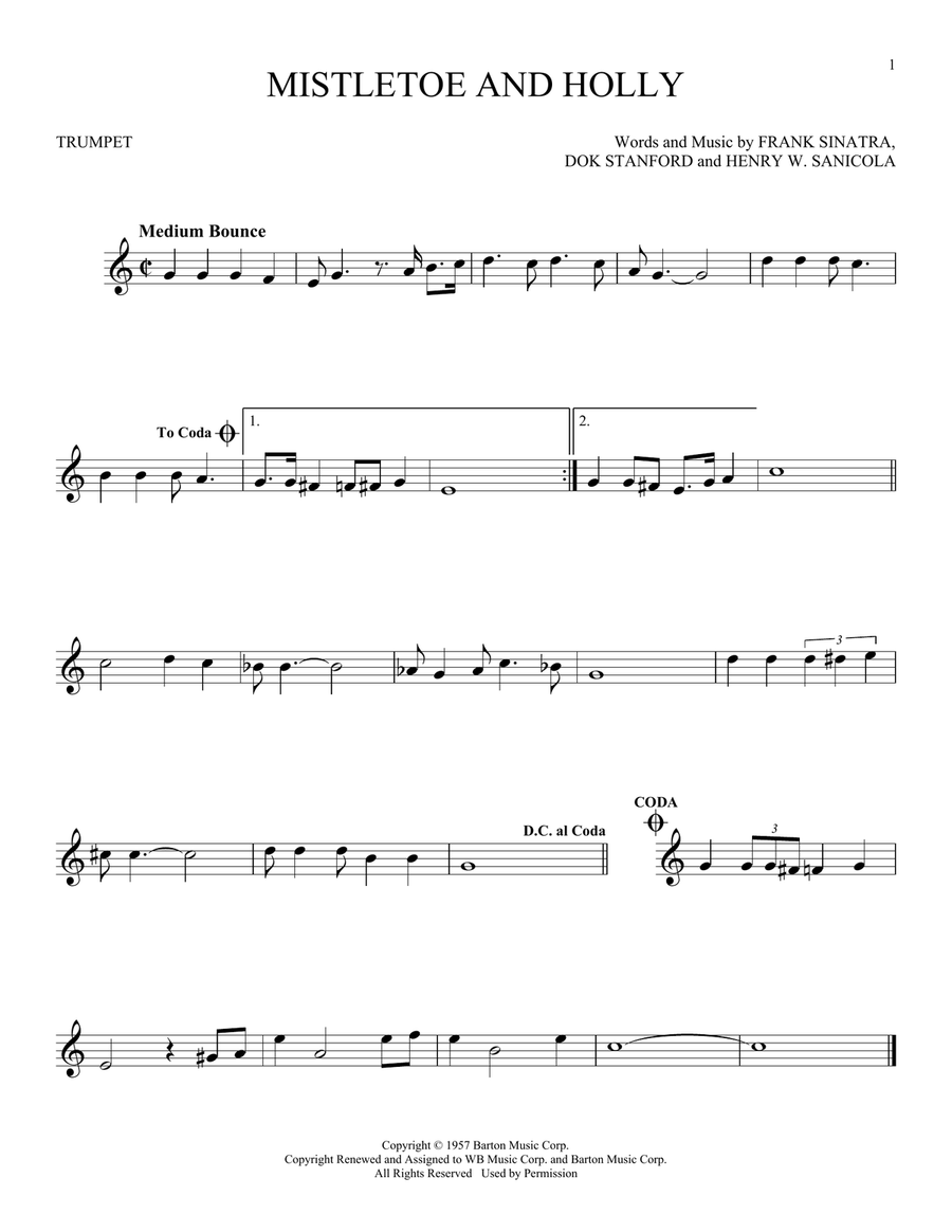 Mistletoe And Holly Trumpet Solo scores gallery preview page 1