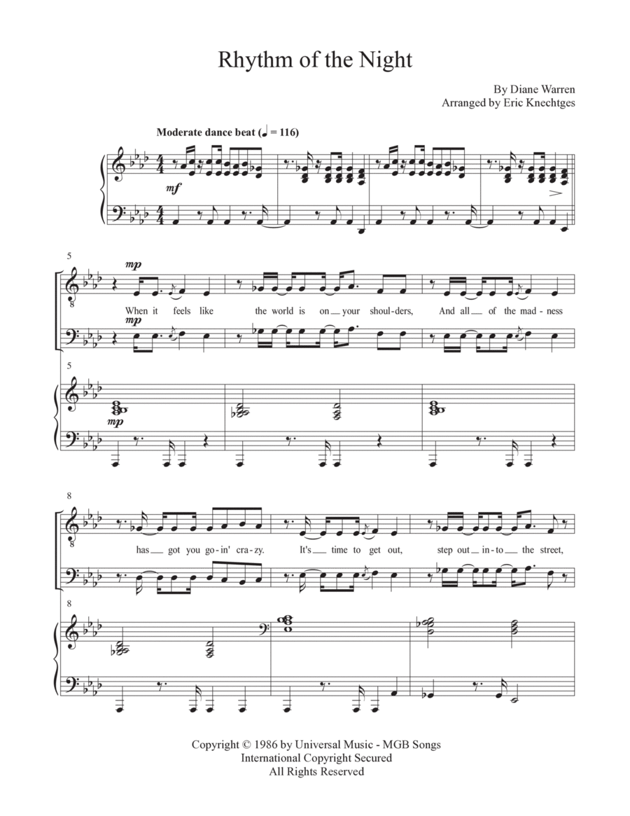 Rhythm Of The Night TTBB scores gallery preview page 1