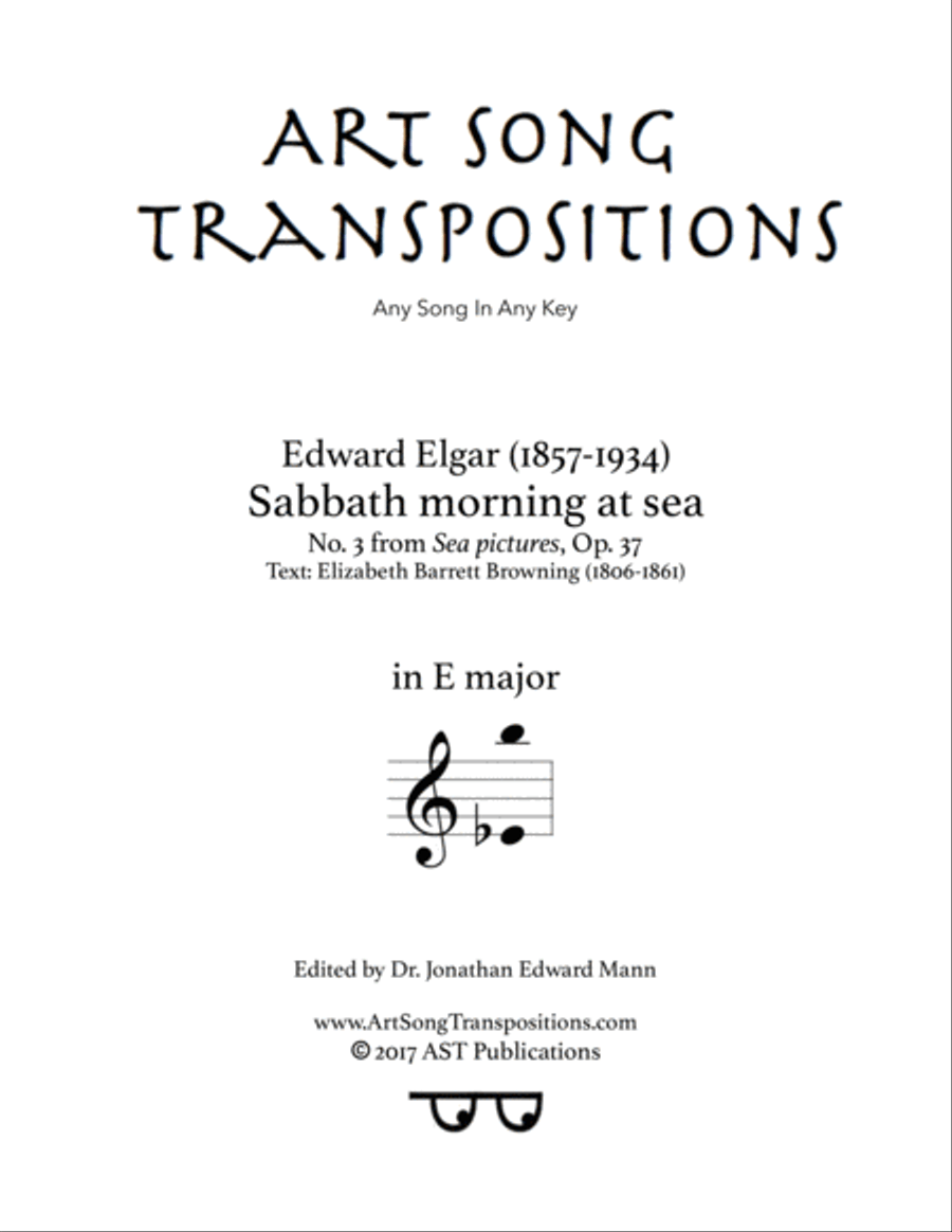 ELGAR: Sabbath morning at sea, Op. 37 no. 3 (transposed to E major) Voice scores gallery preview page 1