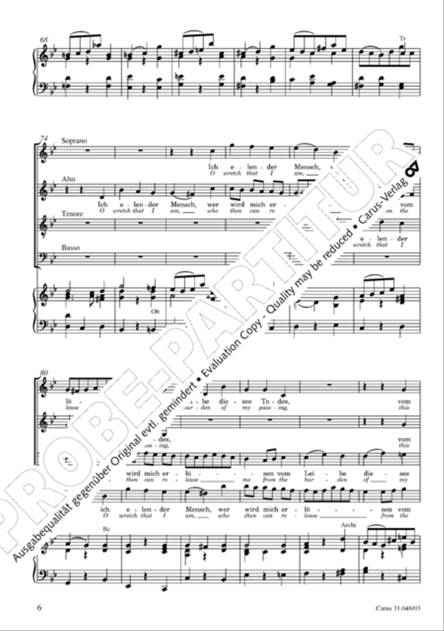 O wretch that I am, who then can release me (Ich elender Mensch, wer wird mich erlosen) 4-Part scores gallery preview page 7