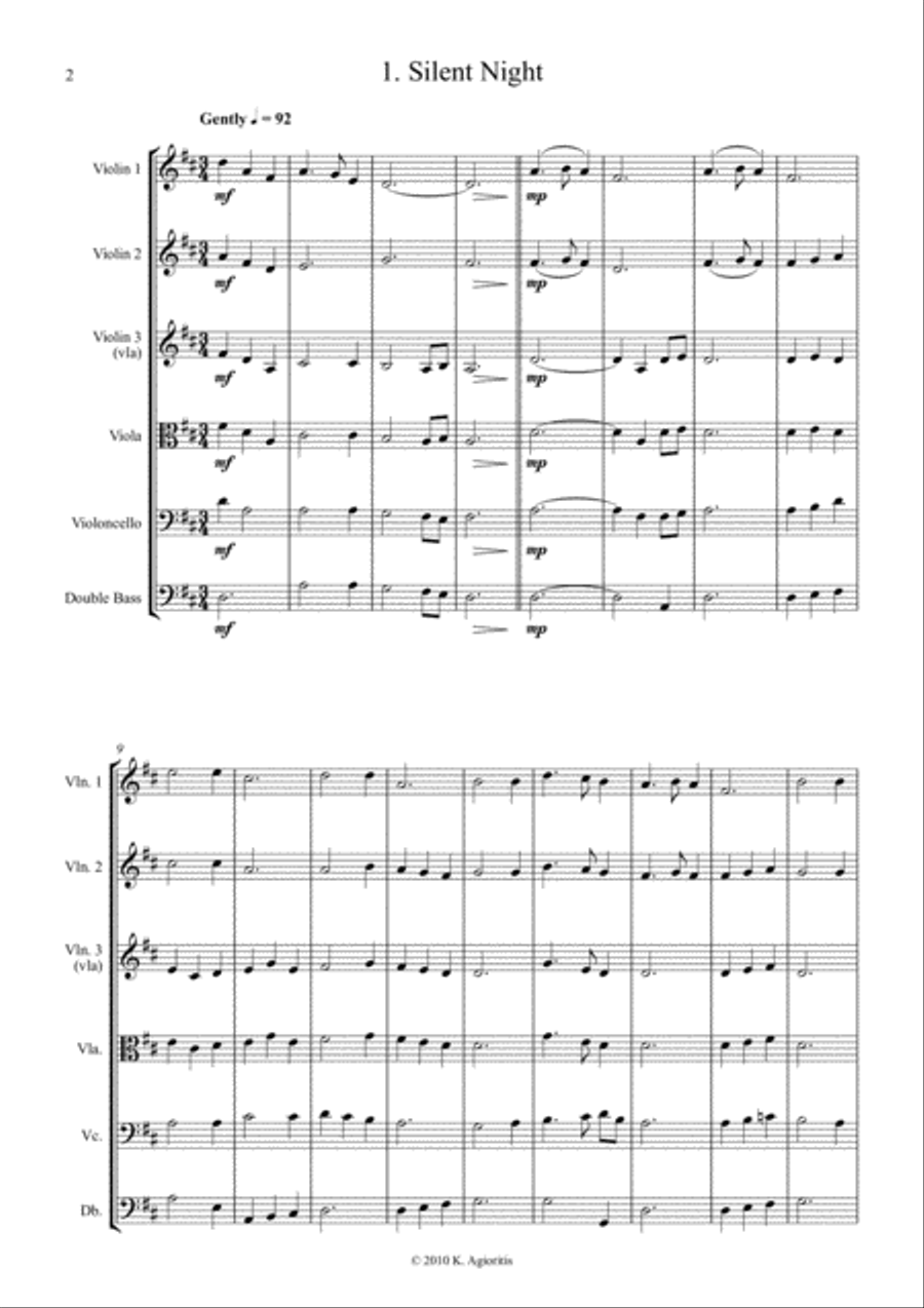 Fifteen Traditional Carols for String Orchestra - Score - Score Only String Orchestra scores gallery preview page 2