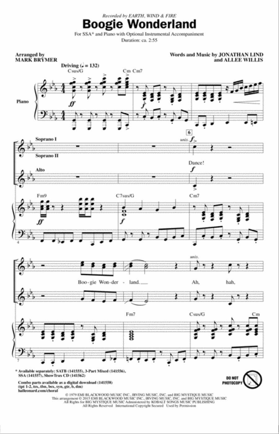 Boogie Wonderland SSA scores gallery preview page 1