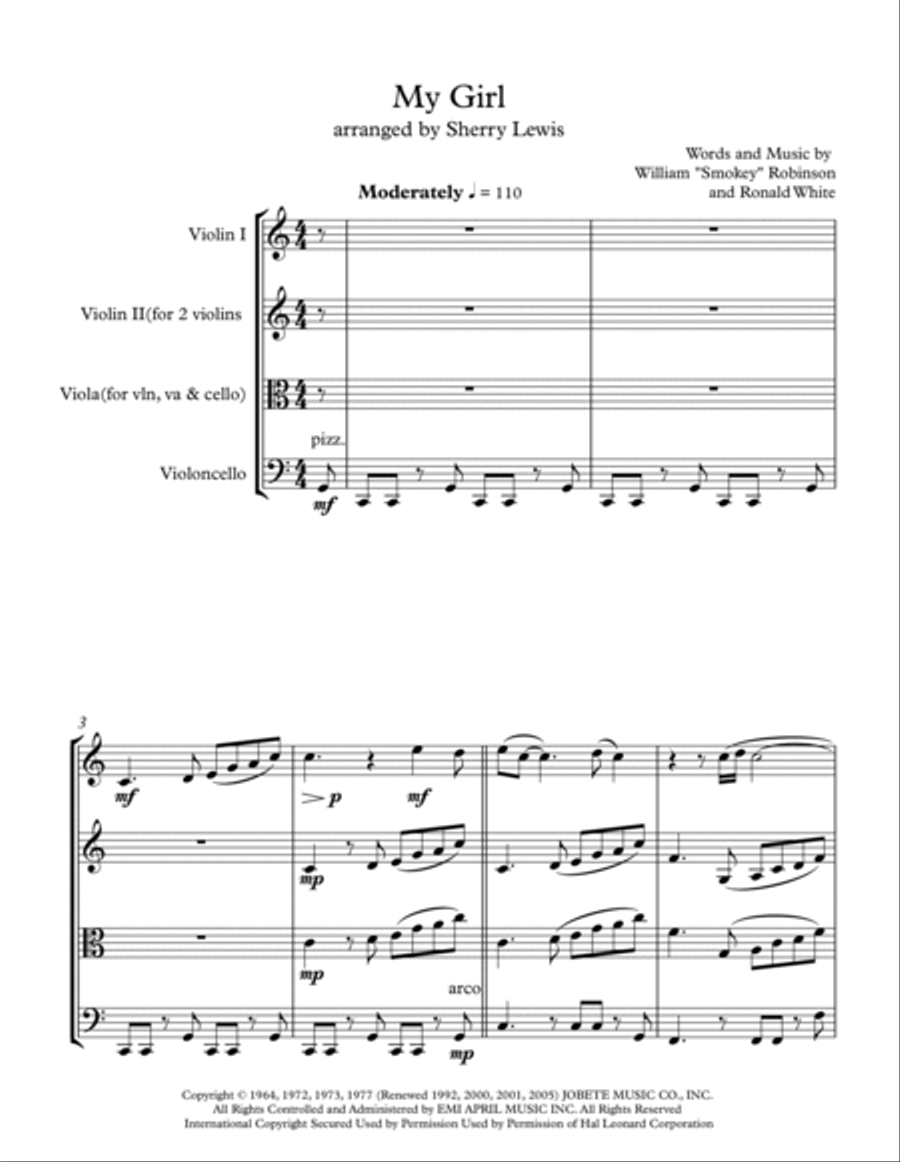 My Girl String Trio scores gallery preview page 4
