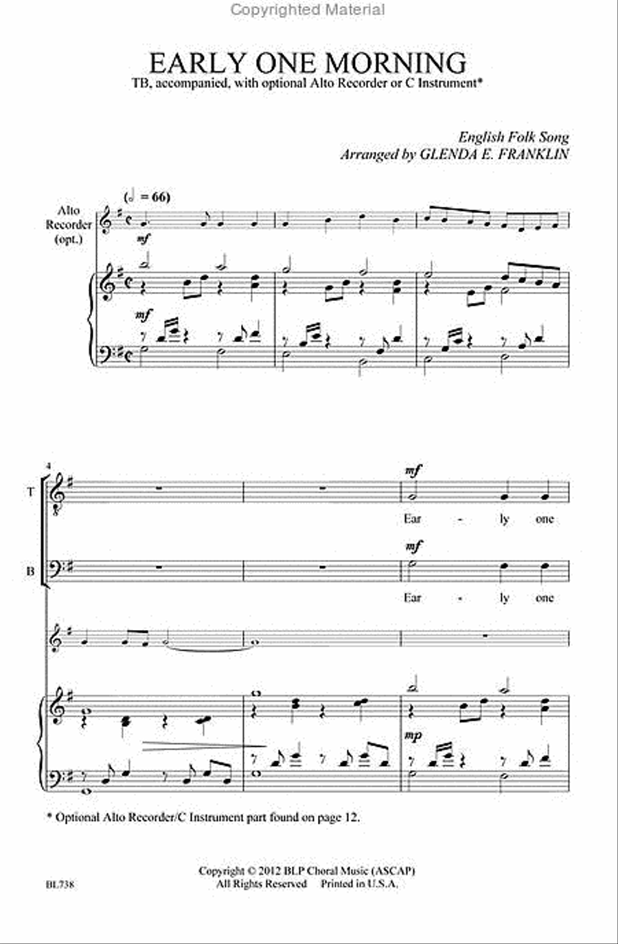 Early One Morning Early One Morning Choir scores gallery preview page 2